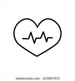 Heart And Pulse Vector Icon Design
