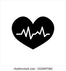 Heart And Pulse Vector Icon Design