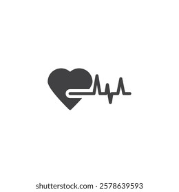 Heart pulse vector icon. filled flat sign for mobile concept and web design. Heart beat glyph icon. Symbol, logo illustration. Vector graphics