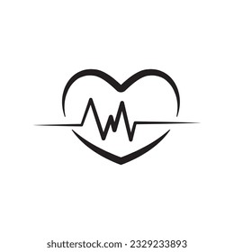 heart pulse vector icon, illustration. Red heartbeat line icon