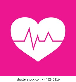 Heart pulse vector icon illustration. Pink background