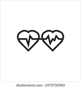 heart pulse vector icon line template