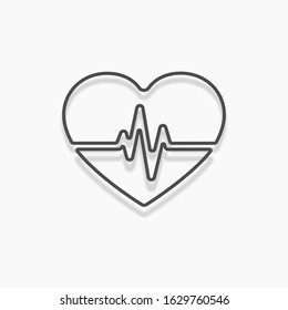 Heart pulse vector icon or logo element in outline style