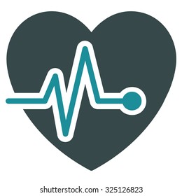 Heart Pulse vector icon. Style is bicolor flat symbol, soft blue colors, rounded angles, white background.