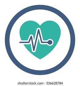 Heart Pulse vector icon. Style is bicolor flat rounded symbol, cobalt and cyan colors, rounded angles, white background.