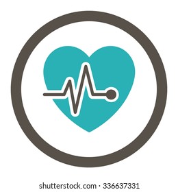 Heart Pulse vector icon. Style is bicolor flat rounded symbol, grey and cyan colors, rounded angles, white background.
