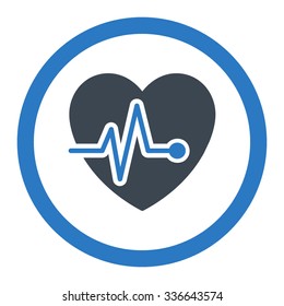 Heart Pulse vector icon. Style is bicolor flat rounded symbol, smooth blue colors, rounded angles, white background.
