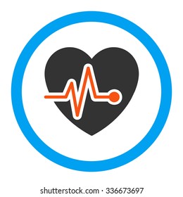 Heart Pulse vector icon. Style is flat rounded symbol, bright colors, rounded angles, white background.