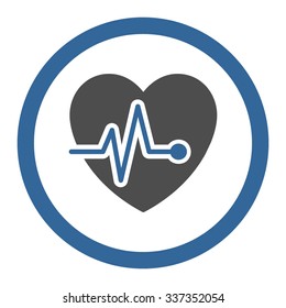 Heart Pulse vector icon. Style is bicolor flat rounded symbol, cobalt and gray colors, rounded angles, white background.