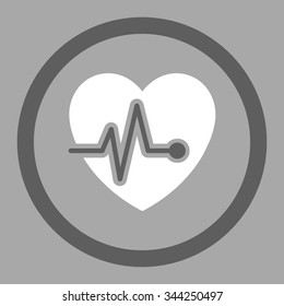 Heart Pulse vector icon. Style is bicolor flat rounded symbol, dark gray and white colors, rounded angles, silver background.