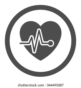 Heart Pulse vector icon. Style is flat rounded symbol, gray color, rounded angles, white background.