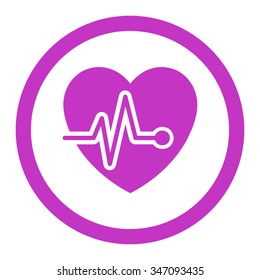 Heart Pulse vector icon. Style is flat rounded symbol, violet color, rounded angles, white background.