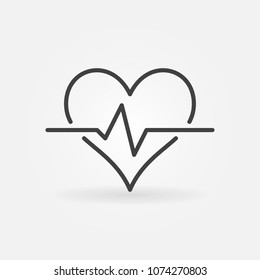Heart pulse vector minimal icon or design element in thin line style