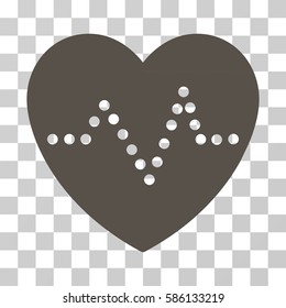 Heart Pulse vector pictogram. Illustration style is flat iconic grey symbol on a transparent background.
