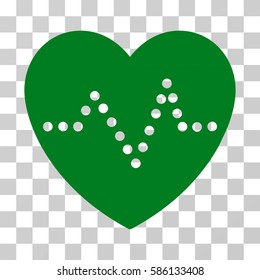 Heart Pulse vector pictogram. Illustration style is flat iconic green symbol on a transparent background.