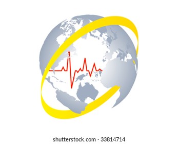 heart pulse of world vector illustration