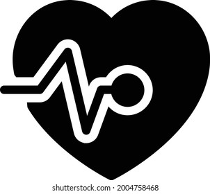 heart pulses vector glyph flat icon
