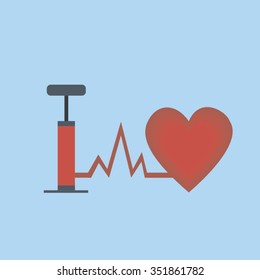 Heart Pump Symbol- Vector Cartoon