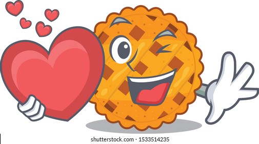With heart pumpkin pie isolated in the mascot
