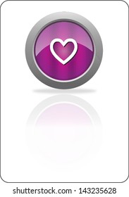 heart purple circle web icon with shadow on white background