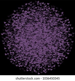 Heart purple pattern which consists of isolated elements. Modern style with beautiful elements in heart paper. Can be used as print, wallpaper, cards, valentine cards, logo, background and etc.
