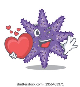 With heart purple starfish in the character shape
