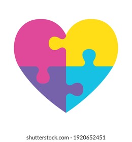 Heart With Puzzle Game Piece Vector Illustration Design