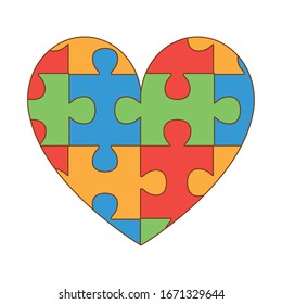 Herz mit Puzzleteilen Vektorillustration-Design