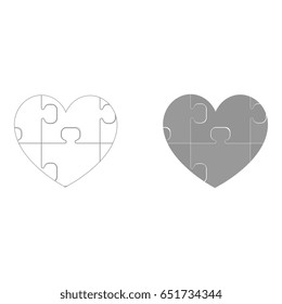 Heart with puzzle  icon .