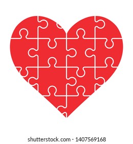 Heart, puzzle. Icon or symbol isolated on white background. Love, romance and relationship.