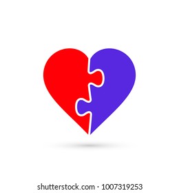 Heart Puzzle Icon. Vector isolated flat design illustration.