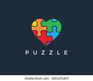 Heart puzzle. Love and relationship concept. Happy Valentine's day card. Vector illustration.