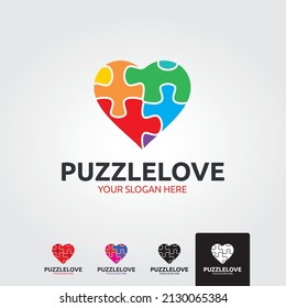 Heart puzzle. Love and relationship concept. Happy Valentine's day card. Vector illustration.