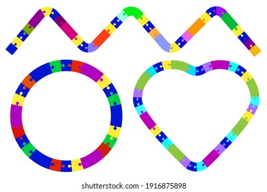 Heart puzzle on colorful background. Business concept. Figures from puzzles. Vector illustration.