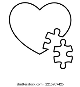 Icono de vector de contorno de rompecabezas del corazón que puede modificar o editar fácilmente

