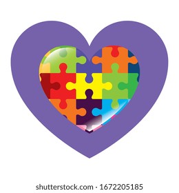 corazón de piezas de puzzle icono ilustración vectorial diseño