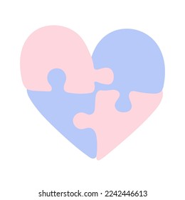Heart from puzzle pieces. Valentines Day Card. Vector illustration