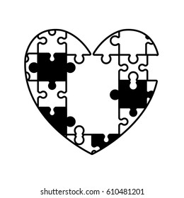 heart puzzle solution monochrome vector illustration eps 10