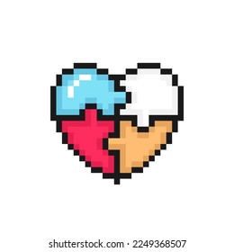 Heart puzzle symbol. Pixel icon isolated on white background