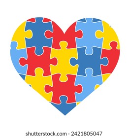 Heart Puzzle Symbol White Background , Vector Illustration