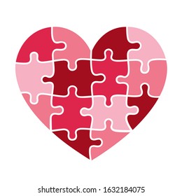 Heart Puzzle Vector Illustration on White