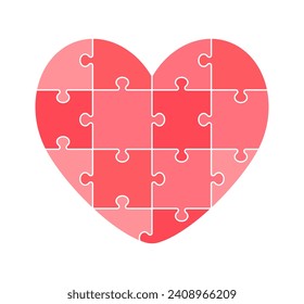 Heart puzzle. Vector illustration. Symbol of love. Isolated object on white background.