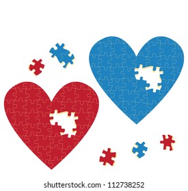 Heart puzzle vector love concept