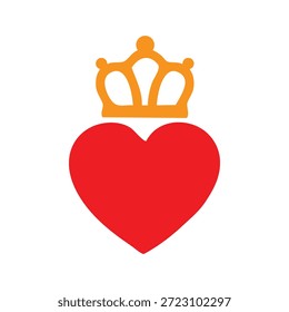 Heart Queen with golden crown vector illustration, perfect for playing card designs, game graphics, royal-themed artwork, decorative projects, fantasy illustrations, and elegant card symbols.
