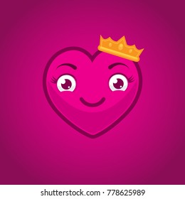 Heart queencartoon character wearing crown smiling