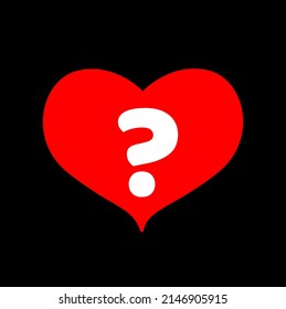 Heart question icon. Heart icon with Question mark symbol.