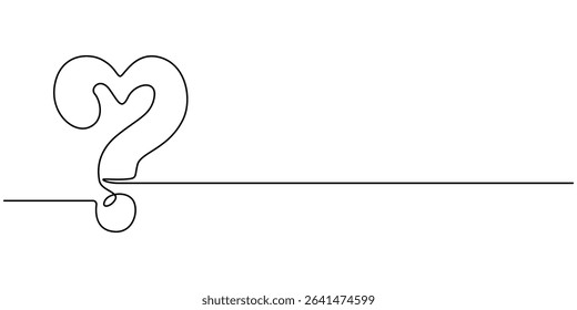 heart question mark - Concept of love issues. continuous line illustration. one line vector, Question mark drawing, Question Mark Continuous Line Icon, heart question mark continuous one line drawing
