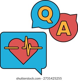 A heart and a question mark are drawn next to each other. The heart is a symbol of love and the question mark is a symbol of curiosity. Concept of asking questions and seeking answers