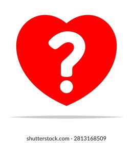 Heart with question mark flat icon vector isolated illustration