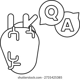 A heart with a question mark and a letter A above it. The heart is damaged and has a lot of holes in it